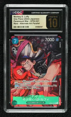 2022 One Piece Card Game: Paramount War OP02 Japanese Monkey D Luffy CGC 10 - Image 1
