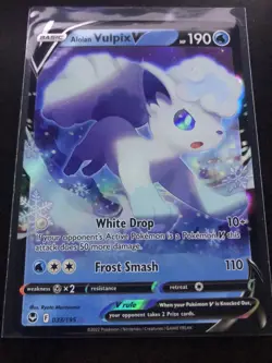 Alolan Vulpix V 033/195 - Silver Tempest - Ultra Rare Holo Pokemon Card NM - Image 1