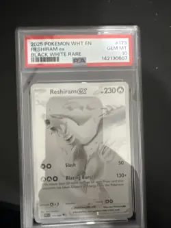 2025 POKEMON WHITE FLARE #173 RESHIRAM ex BLACK WHITE RARE PSA 10 - Image 1