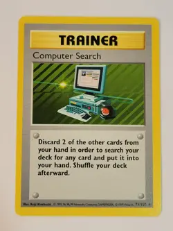 Computer Search BASE SET Unlimited Rare Regular Trainer Pokemon PKMN 71 LP - Image 1