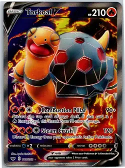 Pokemon Torkoal V (Full Art) Ultra Rare Holo Sword & Shield SWSH01 188/202 NM - Image 1