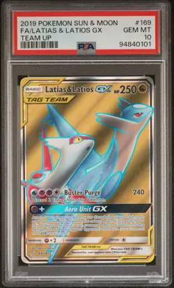 Latias & Latios GX 169/181 Full Art 2019 Pokemon Sun & Moon Team Up PSA 10 - Image 1