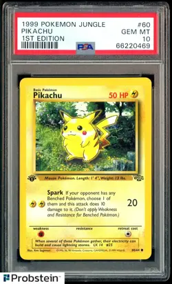 1999 Pokemon Jungle 1st Edition #60 Pikachu PSA 10 GEM MINT - Image 1