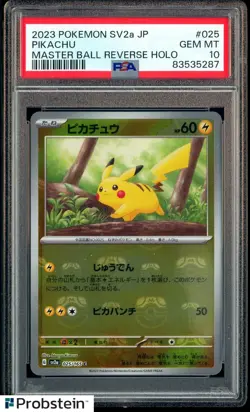2023 Pokemon SV2A Japanese Master Ball Reverse Holo #025/165 Pikachu PSA 10 - Image 1