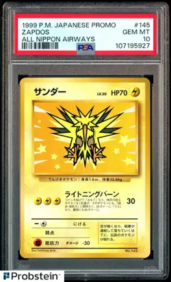 1999 Pokemon Japanese Promo All Nippon Airways #145 Zapdos PSA 10 GEM MINT - Image 1