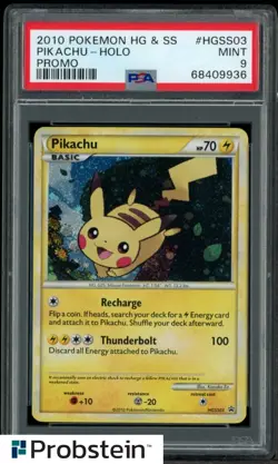 2010 Pokemon HG & SS Promo #HGSS03 Pikachu Holo PSA 9 MINT - Image 1