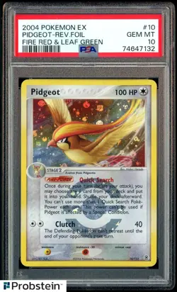 2004 Pokemon EX Fire Red & Leaf Green #10 Pidgeot Reverse Foil PSA 10 GEM MINT - Image 1