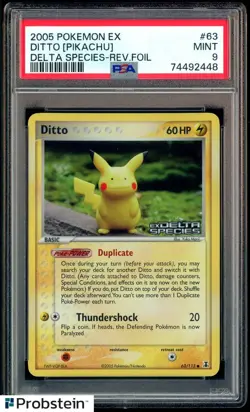 2005 Pokemon EX Delta Species Reverse Foil #63 Ditto Pikachu PSA 9 MINT - Image 1