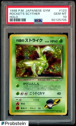 1998 Pokemon Japanese Gym #123 Rocket's Scyther Holo PSA 10 GEM MINT - Image 1