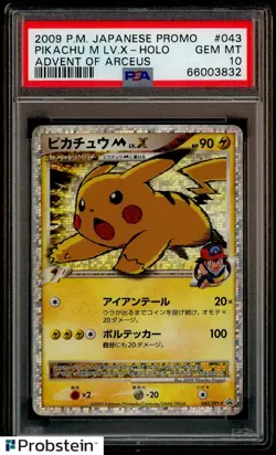 2009 Pokemon Japanese Promo Advent of Arceus #043 Pikachu M LV.X Holo PSA 10 - Image 1
