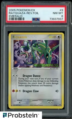 2005 Pokemon Ex Emerald #9 Rayquaza Reverse Foil PSA 8 NM-MT - Image 1