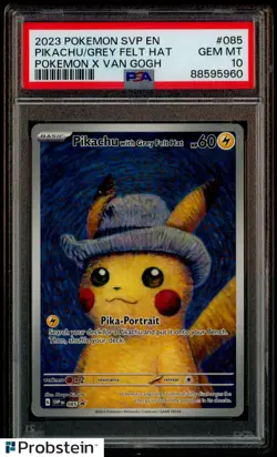 Pokemon Pikachu with Grey Felt Hat Van Gogh 085 Promo PSA 10 Graded GEM MINT - Image 1