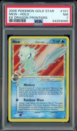 2006 Pokemon Gold Star EX Dragon Frontiers #101 Mew Holo PSA 7 NM - Image 1