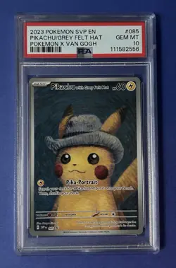 2023 Pokemon SVP EN Pikachu/Grey Felt Hat Pokemon X Van Gogh #085 PSA 10 - Image 1