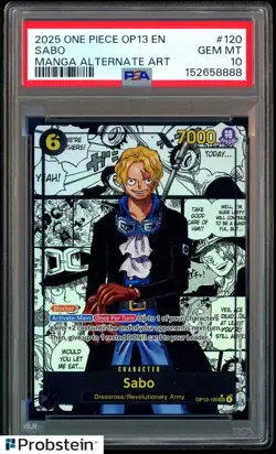 2025 One Piece EN Manga Alternate Art #120 Sabo PSA 10 GEM MINT - Image 1