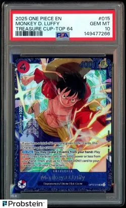 2025 One Piece EN Treasure Cup Top 64 #015 Monkey D Luffy PSA 10 GEM MINT - Image 1