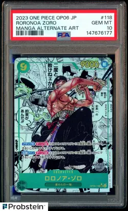 2024 One Piece OP06 JPN Manga Alternate Art #118 Roronoa Zoro PSA 10 GEM MINT - Image 1