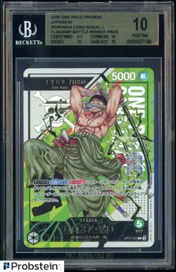2025 One Piece Promos JPN Roronoa Zoro Serial Flagship Btl Winner Prize BGS 10 - Image 1