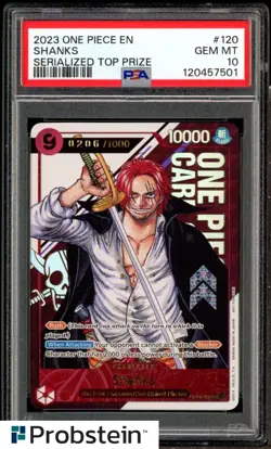 2023 One Piece EN Serialized Top Prize #120 Shanks 0206/1000 PSA 10 GEM MINT - Image 1