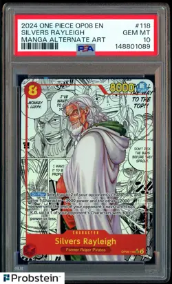 2024 One Piece OP08 EN Manga Alternate Art #118 Silvers Rayleigh PSA 10 GEM MINT - Image 1