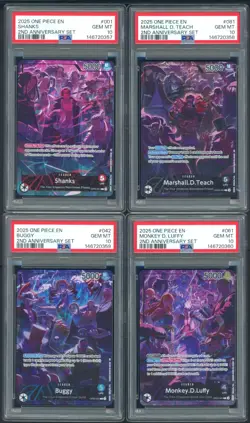 Lot (4) PSA 10 Sequential Cert One Piece 2nd Anniversary Set w/ Monkey D Luffy - Image 1