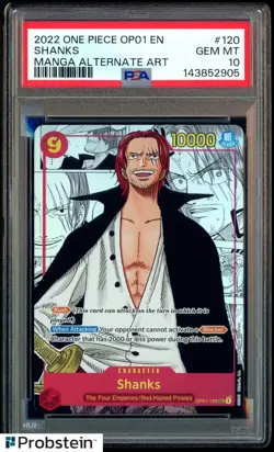 2022 One Piece OP01 EN Manga Alternate Art #120 Shanks PSA 10 GEM MINT - Image 1