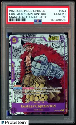 2023 One Piece OP05 EN Manga Alternate Art #074 Eustass Captain Kid PSA 10 - Image 1