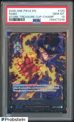 2025 One Piece EN Store Treasure Cup Champ #120 Sabo PSA 10 GEM MINT - Image 1