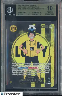 2025 ONE PIECE PROMOS BVB X ONE PIECE MATCH DAY 2025 #003 MONKEY D. LUFFY BGS 10 - Image 1
