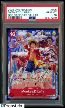 2025 One Piece EN One Piece Day Dallas #006 Monkey D Luffy PSA 10 GEM MINT - Image 1