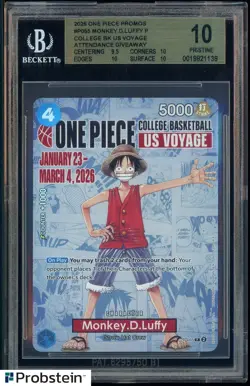 2026 One Piece Promos College Basketball US Voyage #P055 Monkey.D.Luffy BGS 10 - Image 1