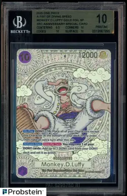 2025 ONE PIECE EN MONKEY D LUFFY 3RD ANNIVERSARY GOLD OP05-119 BGS 10 PRISTINE - Image 1