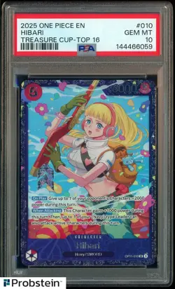 2025 One Piece EN Treasure Cup Top 16 #010 Hibari PSA 10 GEM MINT - Image 1