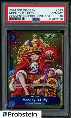2024 One Piece EN Convention Exclusive Foil #043 Monkey D. Luffy PSA 10 GEM MINT - Image 1