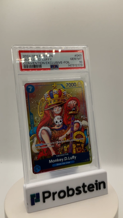 2024 One Piece EN Convention Exclusive Foil #043 Monkey D. Luffy PSA 10 GEM MINT - Image 2