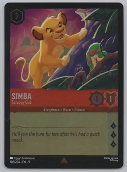 Disney Lorcana Cold Foil - Simba - Scrappy Cub 105/204 - Fabled - Image 1