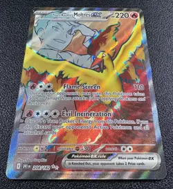 Pokemon Team Rocket's Moltres ex Ultra Rare Full Art Holo 208/182 Destined - Image 2