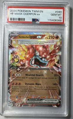 2024 POKEMON TWM EN-TWILIGHT MASQUERADE #040 HEARTHFLAME MASK OGERPON EX PSA 10 - Image 1