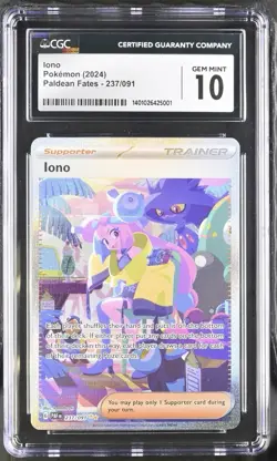 Iono 237/091 SIR - Pokemon Paldean Fates CGC 10 Gem Mint - Image 1