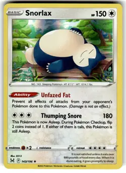 Pokemon Holo NM - Snorlax 143/196 Rare - Image 1