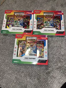 Pokemon TCG First Partner Series 1 Illustration Collection Box Lot Of 3 In Hand - Image 1