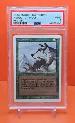 🟢🟢🟢 1994 Magic The Gathering ASPECT OF WOLF REVISED PSA 9 🟢🟢🟢 - Image 1