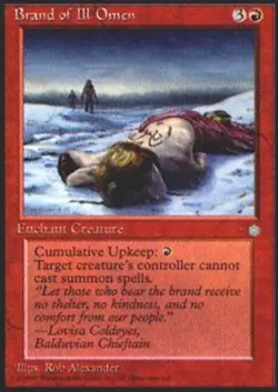 Heavy Play, English MTG Regular Brand of Ill Omen Ice Age Magic the Gathering - Image 1