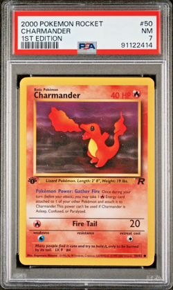 2000 Pokemon Rocket 1st Edition Charmander Nolo Holo #50 PSA 7 NM - Image 1