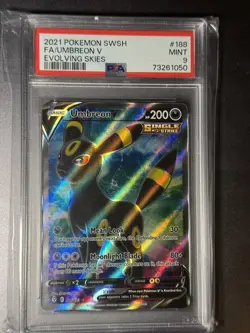 Pokemon Umbreon V (Full Art) 188/203 SWSH07: Evolving Skies Holo PSA 9 - Image 1
