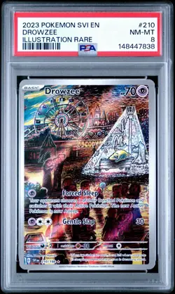 2023 POKEMON SVI EN-SCARLET & VIOLET ILLUSTRATION RARE #210 DROWZEE PSA 8 - Image 1