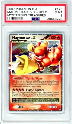 Pokemon Magmortar Lv. X #123 Mysterious Treasures Level X PSA 9 Mint - Image 1
