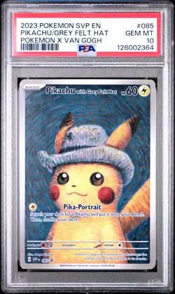 2023 POKEMON SVP EN-SV BLACK STAR PROMO #085 PIKACHU WITH GREY FELT HAT PSA 10 - Image 1