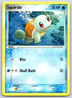 Squirtle - EX Crystal Guardians 63/100 Vintage Kouki Saitou Pokemon TCG Card LP - Image 1