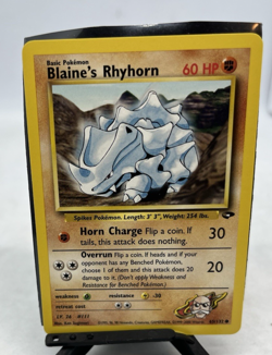 BLAINE'S RHYHORN 65/132 Gym Challenge Pokemon Card - NM Free Shipping - Image 1